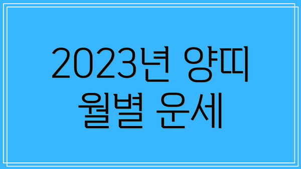 2023년 양띠 월별 운세