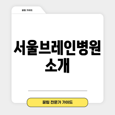 서울브레인병원 소개