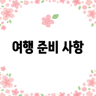 여행 준비 사항