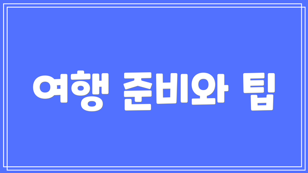 여행 준비와 팁