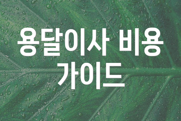 용달이사 비용 가이드