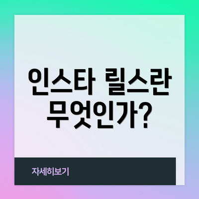 인스타 릴스란 무엇인가?