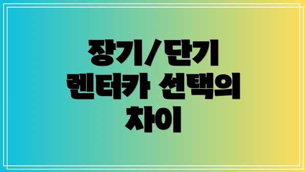 장기/단기 렌터카 선택의 차이