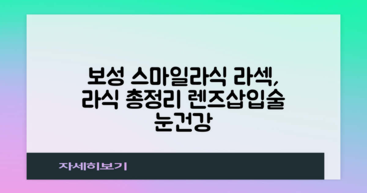 보성군 스마일라식, 라섹, 라식, 렌즈삽입술: 당신의 눈 건강, 지금 바로 총정리하세요!
