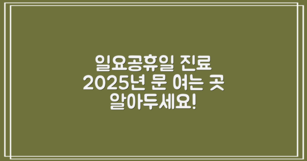 일요일, 공휴일 진료? 2025년 정보
